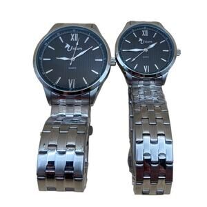UNICORN Brand Black and Gold Tone Quartz Watch - New - His and Hers Set